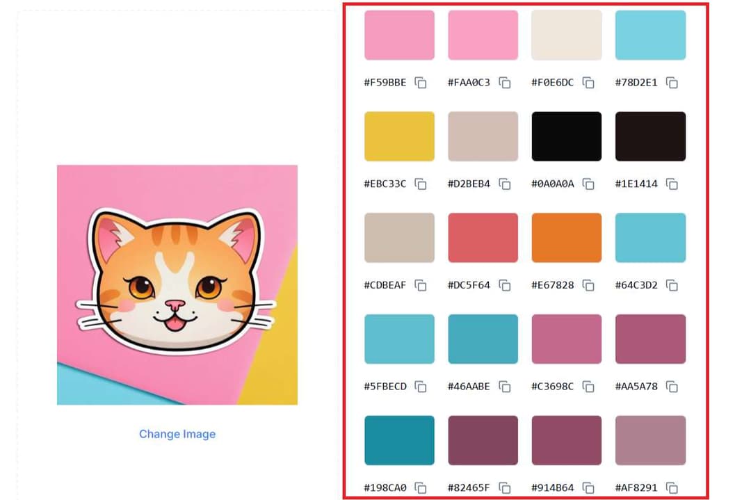 Extracted color palette